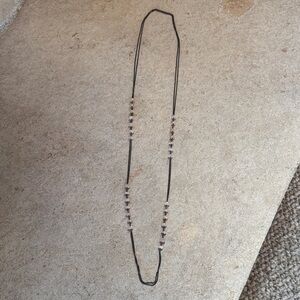 Delicate Long Necklace with Pale Pink Accents